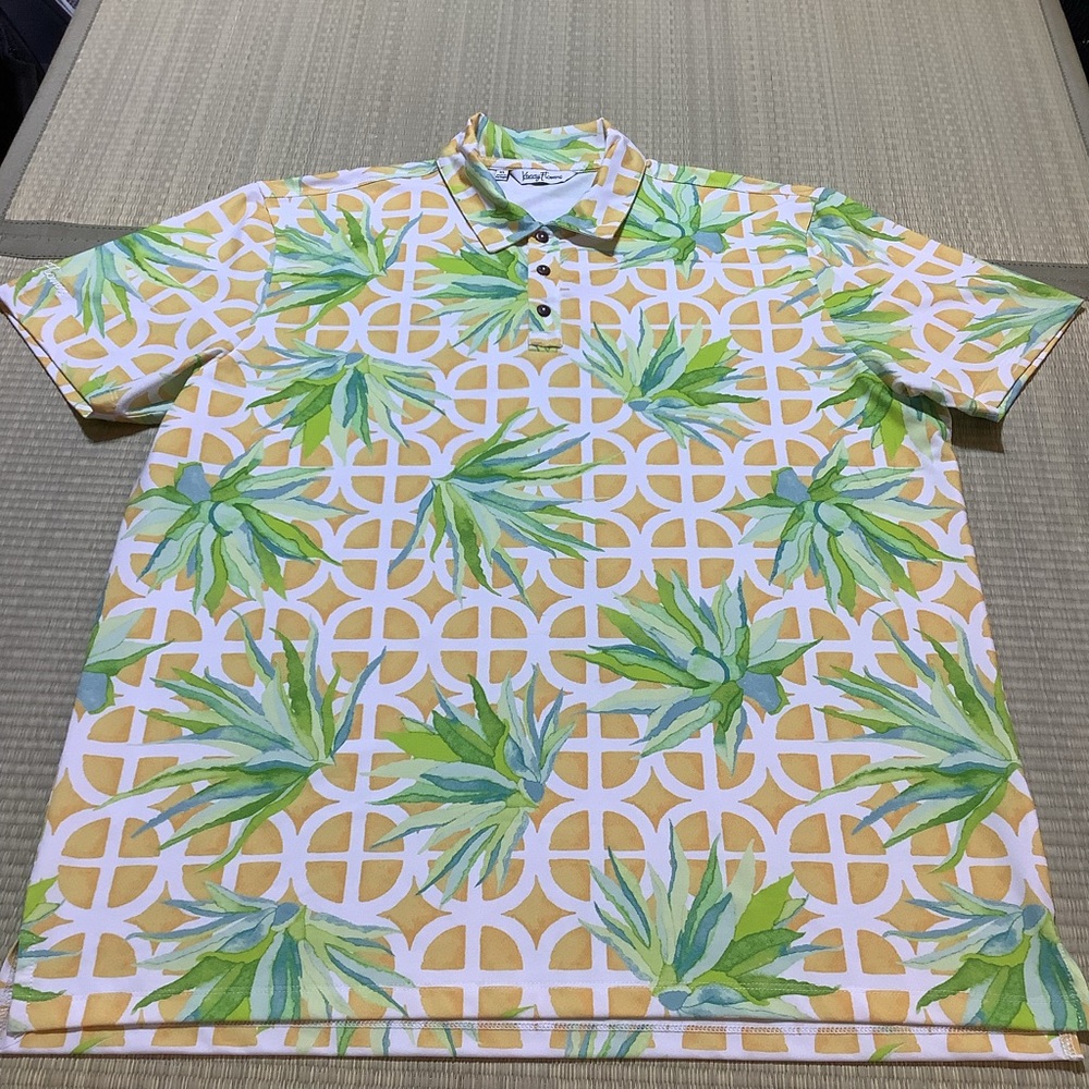Kenny Flowers Short Sleeve Polo The Scottsdale XL Tropical Green Yellow Shirt